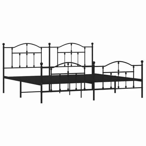 vidaXL Sängram med huvudgavel och fotgavel svart metall 200x200 cm, säng, metallsäng, metall sängram, sängar, metallsängar, metall sängramar, gästsäng