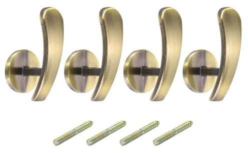 sourcing map 4Pcs Curtain Holdback, Aluminum Alloy Wall Mounted Drapery Tiebacks Holder Curtain Hooks for Living Room Bedroom Office (Bronze)