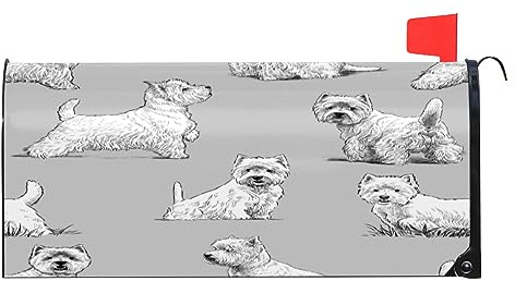 Cubierta magnética para buzón de correo con pintura de perro de dibujos animados, impermeable, para buzón de correo, decoración del hogar, para exteriores, tamaño grande, 25.5 pulgadas de largo x 20.8