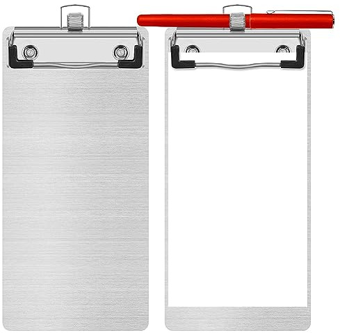 Pzsmqr Metall-Aluminium-Klemmbrett mit Stifthalter 4,1 X 8,4 Mini-Aluminium-Klemmbrett A5-Klemmbrett für BüRo, Schule