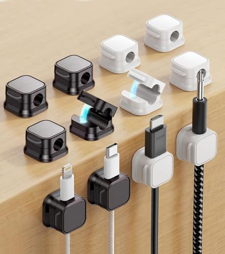 12 Pièces Clips Câble,Organisateur de Cables,Organisateur de Câbles Magnétique Clips,Support de Câble Magnétique,Organisateur de Câble pour TV,USB,HDMI,Câble Ethernet,Audio,Maison,Bureau (7mm)