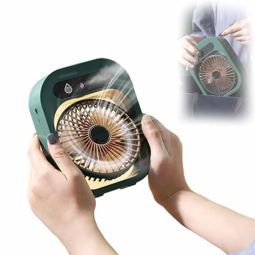 YIGECHENXIN Ventilador de Escritorio con Niebla Helada Ajustable de 3 velocidades, Enfriador de Aire evaporativo con Pantalla táctil de 1200 mAh con función de enfriamiento y humidificación.