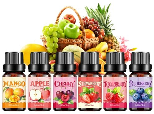 Fruit Fragrance Oil Set - Fruit-Scented Oil, Uplifting Everyday Oill | for Relaxation Candle Making Road Trip Christmas New Year Birthday Valentine's Day Fragrance Home Pineapple Raspberry