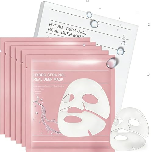 Maschera Viso al Collagene, Bio Collagen Maschere Viso Idratante e Rassodante, Riduce le Linee Sottili e le Rughe, Migliora l'Elasticità, per Tutti i Tipi di Pelle