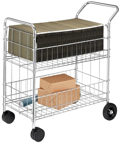 Fellowes 40912 Briefwagen, verchromter Stahldraht, mit Körben oben und unten