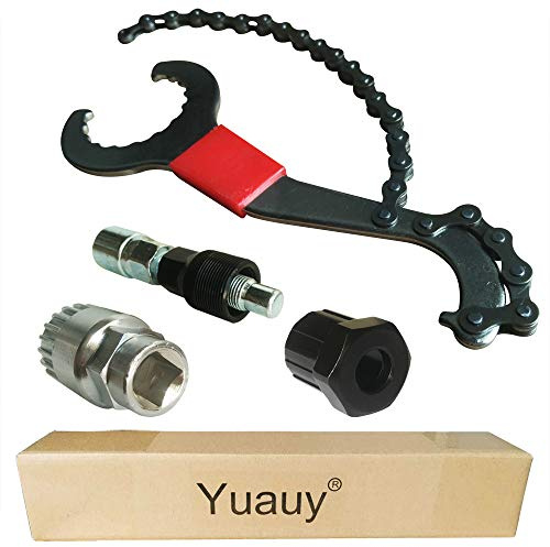 Yuauy Bike Chain Whip 3-in-1 Sprocket Remover Wrench Bicycle Chain Flywheel Rotor Lockring Cassette Freewheel Removal bracket remover crank remover Repair Tools Kit
