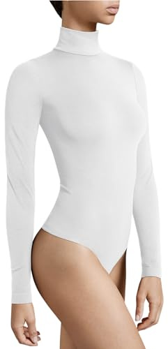 Wolford Turtleneck String Body For women Long Sleeves Bodysuit White Large