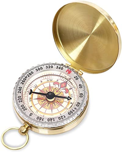 Eidyer Compass for Navigation, Vintage Pocket Waterproof Compass with Luminous Function, Pure Copper Shell, for Camping/ Orienteering/ Hiking/ Marching and Collection