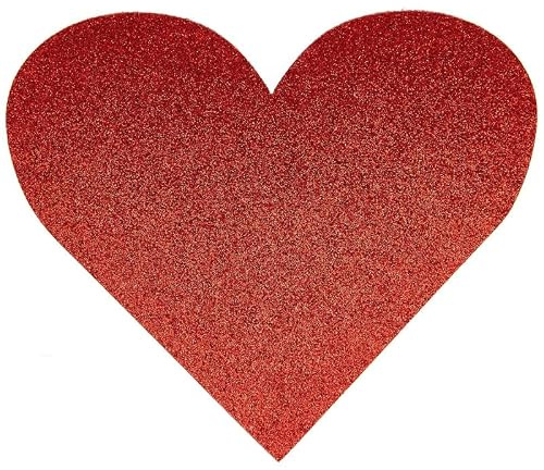 Filzuntersetzer – Herzen – roter Glitzer – 15 x 12,9 cm – 6 Stück