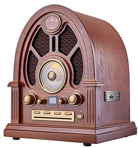 Reproductor de CD de Radio portátil, Caja de Altavoz de Madera Retro Bluetooth, Radio FM Am Retro con Sistema estéreo + AUX, Compatible con reproducción de Tarjeta Bluetooth USB SD MMC, para