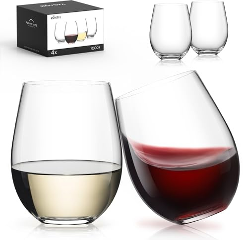 Stemless Wine Glasses Set of 4, 18oz Red White Wine Glass, No Stem