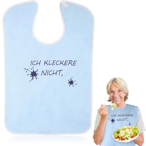 Lätzchen Erwachsene Wiederverwendbare Ältere Lätzchen Kleiderschutz für Erwachsene Lätzchen für Erwachsene Lustig Latz für Erwachsene Wasserdicht Leicht zu Reinigen für Damen Herren Senioren (Blau)