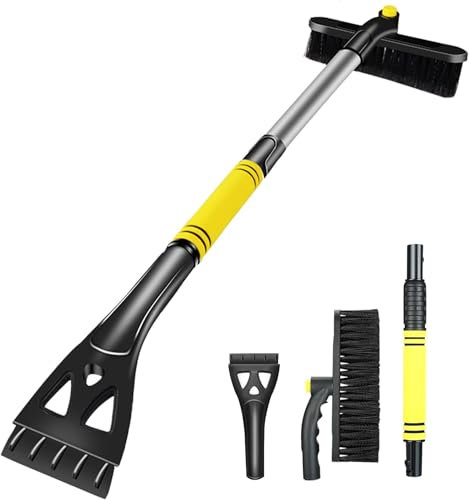 LKOIVNED Raschietto da Neve, Raschiaghiaccio per Parabrezza Auto, Raschiaghiaccio Estensibile per Auto Spazzola Neve Staccabile Scopa Rimozione Neve con Testa Rotante a 360 Gradi per Auto Camion SUV