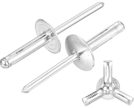 sourcing map Aluminiumnieten mit großem Kopf, Tri-Grip-Nieten, großer Flansch, Tri-Grip-Nieten für Heimwerker, Blech, Autoreparaturen, Möbel, Boote, 60 Stück