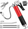 ROTKUSZ Ingrassatore Manuale 8000 PSI, Pistola Ingrassatore con Boccaglio e Tubo Flessibile, Pompa Ingrassatrice, Kit di Pistola per Grasso, Ingrassatori Compatibile con Cartuccia da 400 ML, Rosso