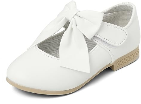 Cheerful Mario Zapatos Mary Jane para Niñas, Zapatos de Vestir de Princesa, Bailarina, Zapatos Planos de Ballet Blanco-B 27 EU