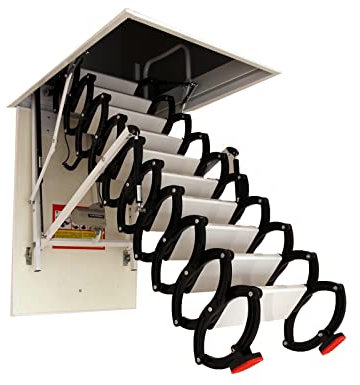 Electric Retractable Telescopic Attic Ladder with Remote Control - Foldable Hidden Ceiling Staircase for Attic Access Space-Saving Design Indoor Use