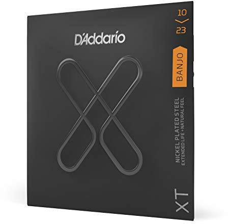 D'Addario XTJ1023, vernickelte XT Stahlseite für Banjo Gitarrensaiten, Medium, 10-23