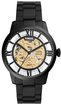44 mm Townsman automatisk svart klocka i rostfritt stål, Svart, Automatisk klocka
