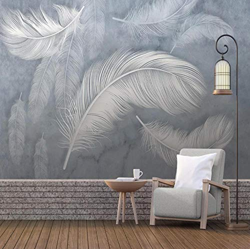 Fototapete 3D Tierischer Nordischer Stil Der Grauen Feder 3D Fototapeten Wandbild Motivtapeten Vlies-Tapeten Wandtapete Tapete Wohnzimmer Schlafzimmer Wandbild 200X150Cm