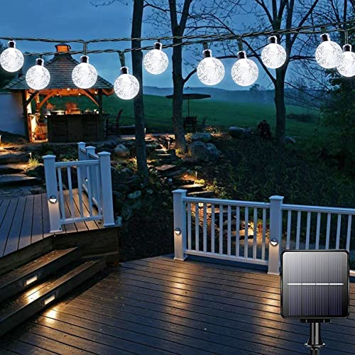 Garlocht Solar Garden Lights Outdoor Waterproof, 50LED 7M/24Ft Solar Fairy Lights, Crystal Ball Lights with 8 Modes, Decorative Lighting for Home, Yard,Patio, Party, Wedding,Christmas (Cool White)