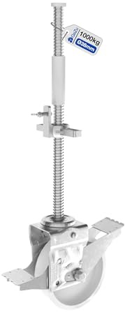 Husillo de andamio con rodillo de dirección 500 mm, diámetro de 38 mm, 10 kN (1000 kg), placa roscada para armazón de construcción móvil, andamio, patas de andamio, husillo