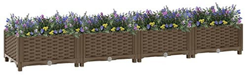 WIFESE Arriate Exterior Marrón 160x40x23 cm Polipropileno Robusta Macetero de Jardín Balcón Decorado Patio Terraza Jardinera Proporciona Amplio Espacio para Plantas Verduras Hierbas y Flores