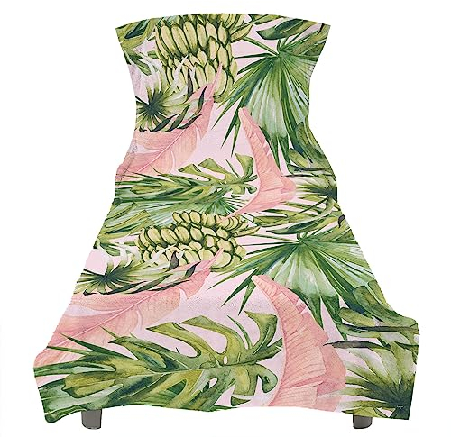 Morbuy Toalla de Playa con Bolsillo Lateral, Estilo Tropical Funda de Toalla para Tumbona/Toalla para Silla de Playa/Funda para Silla de Playa de Microfibra para Piscina (árbol de plátano)
