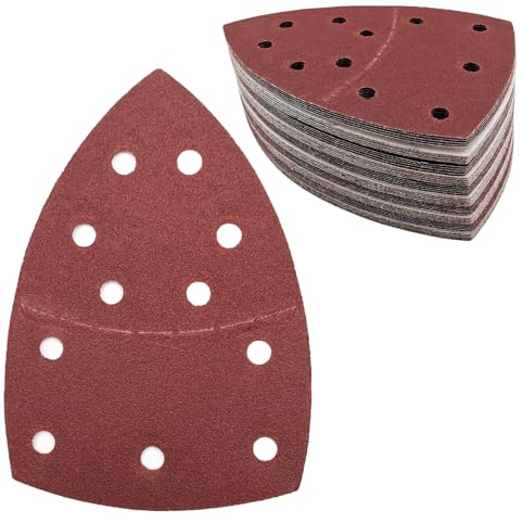 50 Stück Schleifpapier Dreieckschleifer 11-Loch Schleifpads 120 Körnung Klett Schleifpapier Mouse Schleifpapier Schleifblätter für Dreieckschleifer 155 x 108 mm