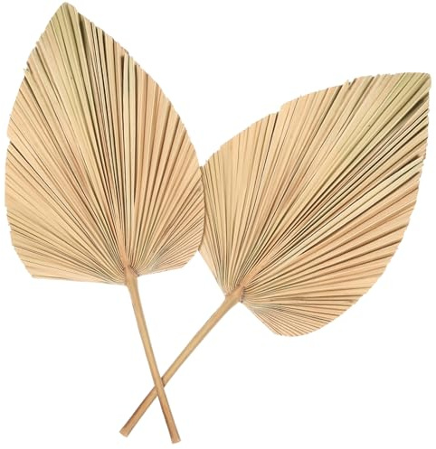 Fleurs Sèches de Palmier en Cœur 2 Pièces pour Mariage | Feuilles de Palmier Séchées Naturelles, Style Créatif et Charmant, pour Fêtes et Décorations