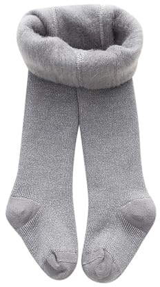 Aoklidil Medias para bebé niña de algodón con forro polar, termales, rellenas, cómodas, medias térmicas para bebé, invierno, gruesas, para niños de 1 a 10 años, gris, 12-24 meses