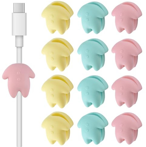 MOROBOR Fun Cord Holders,12pcs Silicone Thumb Wall Cable Clips Phone Charger Wire Organizer Holder for Desk Car Nightstand