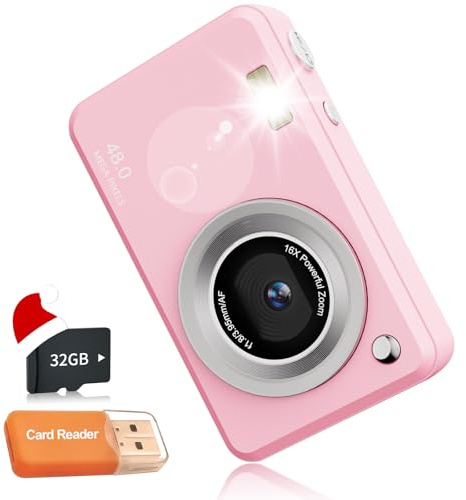 Digital Camera FHD for Kid Boys Girls Compact Kids Cameras Point and Shoot Cameras with 16X Zoom 32GB Card Kids Digital Camera Great for Kid.