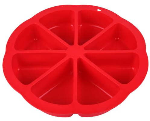 ICEBLUEOR Silicone Baking Mold, Non-Stick Silicone Cake Mould with 8 Triangles Cavities, Resuable Baking Tray Muffin Tray for Scones, Brownies, Muffins, Cupcake Soap Oven & Freezer Safe, Red
