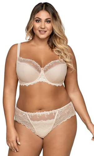 AVA 1030 Underwired Half Padded Full Cup Bra Not Separable Regulated Straps Made in EU, Beige,40DD
