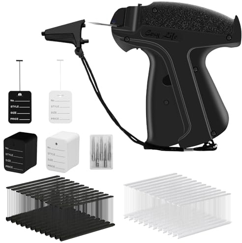 Tagging Gun for Clothing, 2206 Pcs Price Tagging Gun Kit with 6 Steel Needles, 2000 pcs 2 Black and White Barbs Fasteners & 200 Labels, Clothing Tag Gun for Clothes Retail Garage Yard Sale