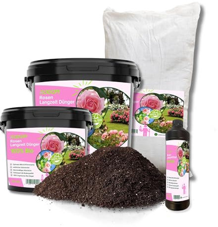 Rodopi Bio-Rosendünger Granulat – 3 Monate Langzeitwirkung – 100% pflanzlich & tierfrei – Organischer NPK-Dünger 7-3-8 mit Eisen – Für gesunde & blühfreudige Rosen 0,8kg