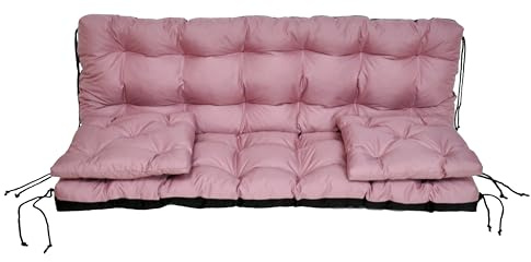 nana shop wasserabweisendes Kissen für Hollywoodschaukel & Gartenbank 120 cm - Schaukelkissen Outdoor Wetterfest, Gesteppt, Silikonkugeln + PU-Schaum Füllung – Bankauflage Gartenkissen (Rosa)