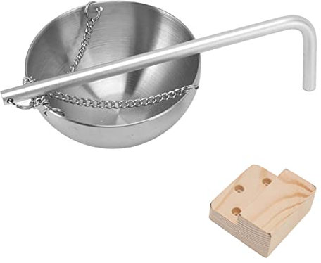 Aromaterapia dell'Olio di Sauna, Portata di Sauna Olio Porta di Essenziale Accessori di Accessori in Acciaio Inossidabile Coppa di di Aromaterapia con Blocco in Legno per (S)