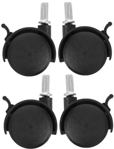 MUCKLILY Ricambi Stendino 4 Pezzi Ruote di Ricambio per Stendino con Freno, Leggere in Plastica e Ferro, Ruote Pivottanti per Carrelli Abiti Nero