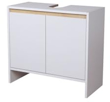 mymai Waschbeckenunterschrank 60x28x55 cm Weiß Badezimmerschrank Landhausstil mit Stauraum pflegeleicht feuchtigkeitsresistent