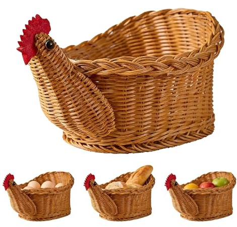 Cesta Para Huevos De Gallina Para Recoger Huevos Frescos, Cesta Rústica Para Recoger Huevos, Cestas Tejidas Para Encimeras, Frutas, Pan Y Decoración De Cocina(1 Pack)
