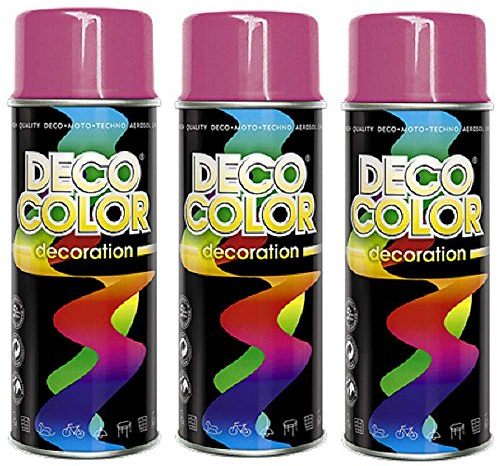 Fahrzeugteile Hoffmann 3er Sparpack DC Lackspray glänzend 400ml nach RAL freie Farbauswahl (3 Dosen in pink glanz RAL 4003)