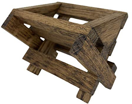 Baby Manger Oak -Angel Stand, Antique White Wood (Fits a Willow Tree Angels and Nativity Figurines), Compatible Accessories to fit Our Handmade Wooden Hearts Stable, Creche *Handcrafted in USA