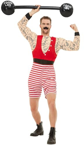 Smiffys 50807L Deluxe Strongman Costume, Men, Red & White