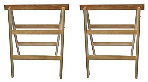 2er Set DEWEPRO® Holz-Klappbock 2 sprossig - Unterstellbock - Gerüstbock - Arbeitsbock - Werkbock - Tischlerbock - Montagebock - Holzbock klappbar