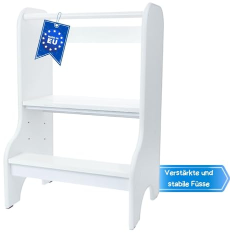 Love Gifts® Lernturm für Kinder mit Kippschutz und höhenverstellbar | Learning Tower mit sicheren Kanten | Küchenhelfer & Lernturm ab 1 Jahr für gleichzeitige Benutzung von Zwei Kindern, Weiß