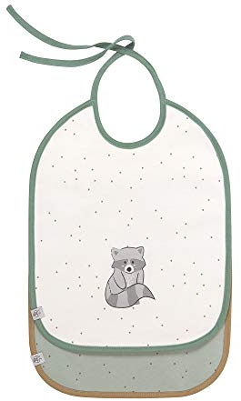 LÄSSIG Baby Kleinkind Lätzchen Medium wasserabweisend zum Binden 2 Stk./Medium Bib About Friends Racoon, grün