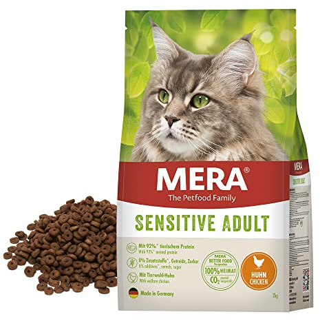MERA Cats Sensitive Adult Huhn (2kg), Trockenfutter für Katzen, getreidefrei & nachhaltig, mit hohem Fleischanteil