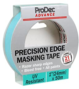 ProDec Advance 1 x 50 m UV Resistant Precision Edge Masking Tape for Razor Sharp Lines with No Paint Bleed, Blue, 1 (25 mm)
